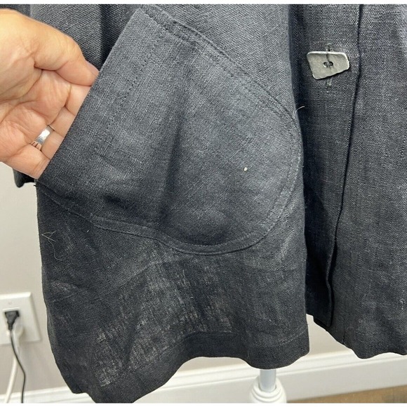 J. Jill Black Button Front Lagenlook Linen Jacket Size M - Picture 6 of 13